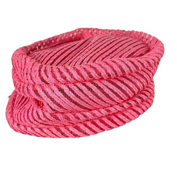 Vintage 50s Pink Woven Pillbox Rose Hat - Picture 4 of 7
